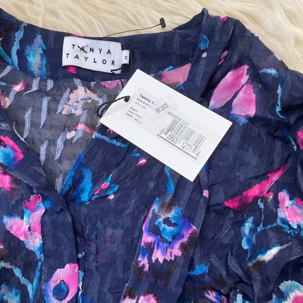 TANYA TAYLOR Silk Floral Print Blouse - Picture 9 of 15